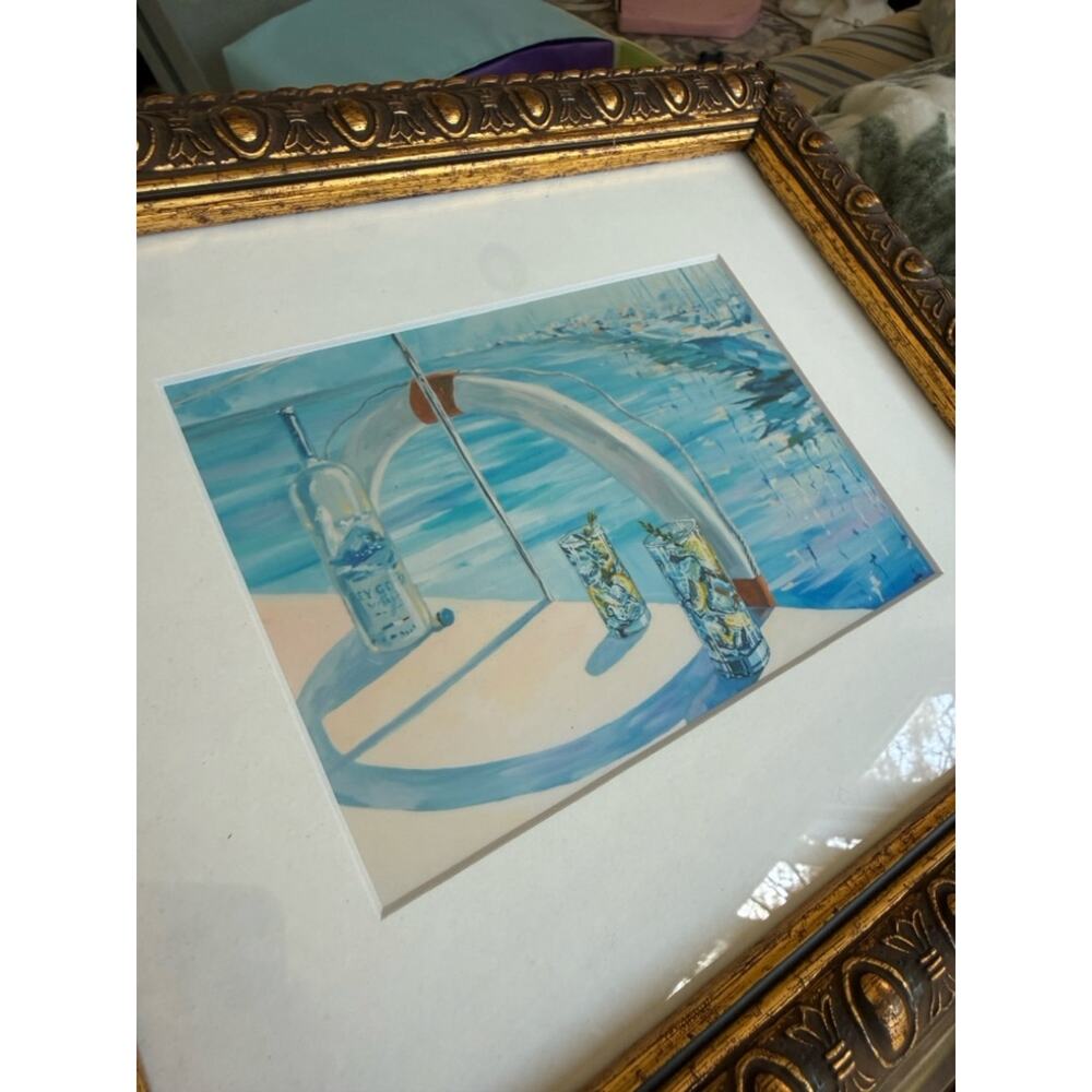 Framed Coastal Art Print Signed Emil Hristov – Gold Ornate Frame Nautical Decor - Picture 3 of 6